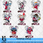 Temple Owls Stitch Horror Halloween Bundle NCAA Svg Eps Dxf Png File, Digital Download, Instant Download