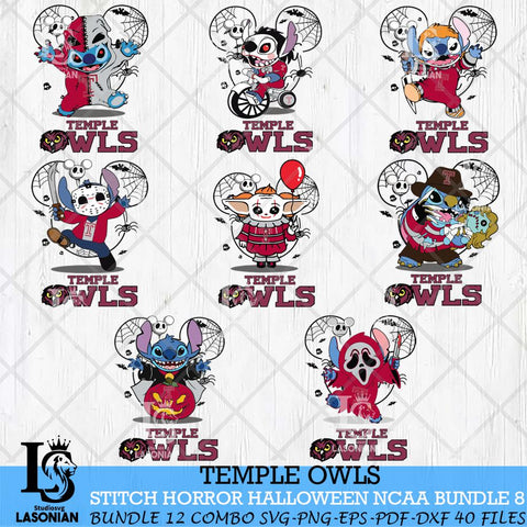 Temple Owls Stitch Horror Halloween Bundle NCAA Svg Eps Dxf Png File, Digital Download, Instant Download