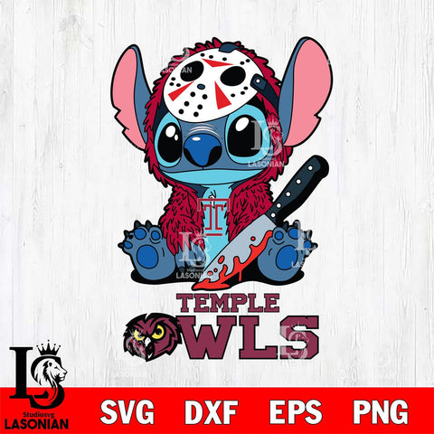 Temple Owls Stitch Jason Voorhees Svg Eps Dxf Png File, NCAA svg, Digital Download, Instant Download