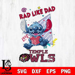 Temple Owls Stitch Love Rad Like Dad SVG DXF EPS PNG FILE, NCAA File Cut,Digital Download,Instant Download