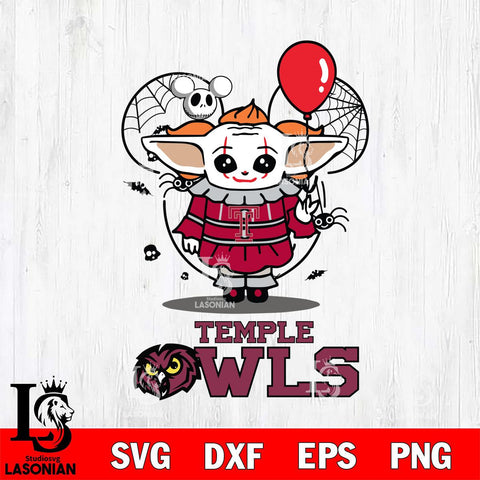 Temple Owls Stitch Pennywise Halloween Svg Eps Dxf Png File, Digital Download, Instant Download