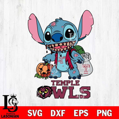 Temple Owls Stitch Zombie Svg Eps Dxf Png File, NCAA svg, Digital Download, Instant Download