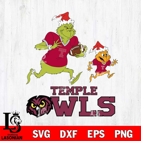 Temple Owls The Grinch & Max Football Cricut,Christmas SVG DXF EPS PNG FILE, NCAA Digital Download,Instant Download, Silhouette