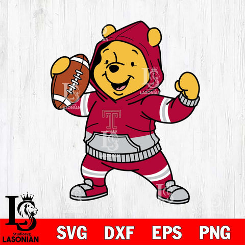 Temple Owls Winnie The Pooh Disney Football Christmas File Cut, NCAA SVG DXF EPS PNG FILE, Digital Download , Criucut , Silhouette