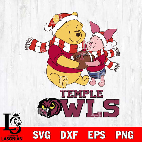 Temple Owls Winnie the Pooh & Piglet Football Cricut,Christmas SVG DXF EPS PNG FILE, NCAA Digital Download,Instant Download, Silhouette