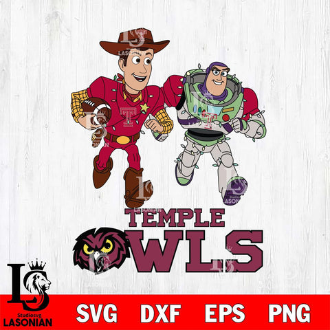 Temple Owls Woody & Buzz Lightyear Football Cricut,Christmas SVG DXF EPS PNG FILE, NCAA Digital Download,Instant Download, Silhouette