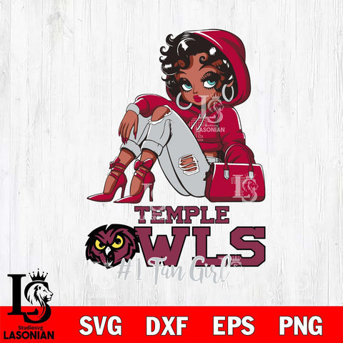 Temple Owls #1 beauty Black Fan Girl, Svg Eps Dxf Png File, Digital Download