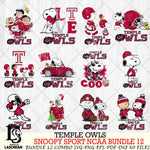 Temple Owls  Snoopy NCAA Bundle 12 SVG Svg Eps Dxf Png File, Digital Download