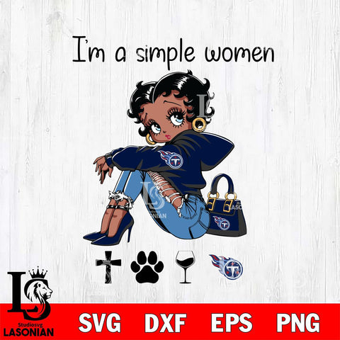 Tennessee Titans Betty Boop Black Fan I Am Simple Women Svg Eps Dxf Png File, Digital Download