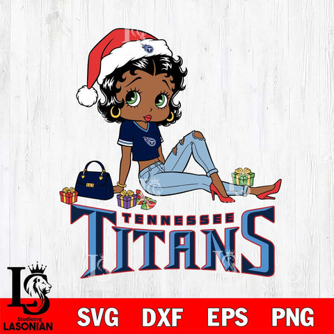 Tennessee Titans Betty Boop Christmas Packing File Cut, NFL SVG DXF EPS PNG PDF File, Digital Download , Criucut , Silhouette