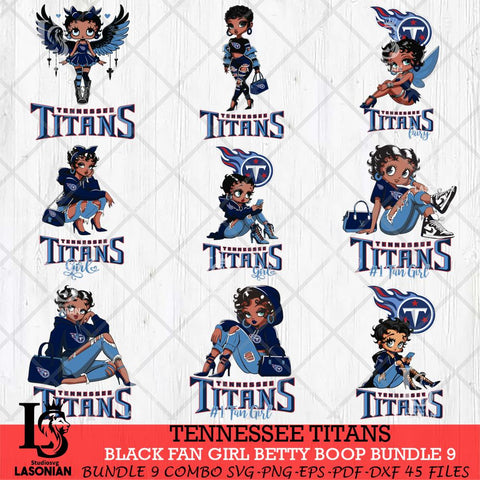 Tennessee Titans Black Fan Girl Betty Boop Bundle 9 Svg Eps Dxf Png File, Digital Download, Instant Download