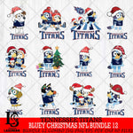 Tennessee Titans Bluey Christmas NFL Bundle 12 Svg Eps Dxf Png File,Cut Svg Files, Digital File, Sublimation