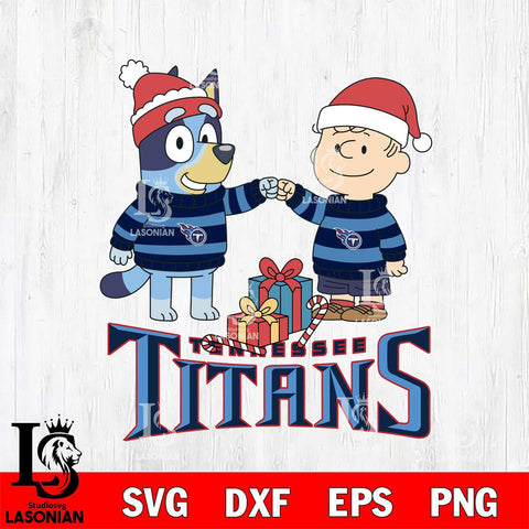 Tennessee Titans Bluey With Charlie Brown Christmas Cricut,Christmas SVG DXF EPS PNG FILE, Digital Download,Instant Download, Silhouette