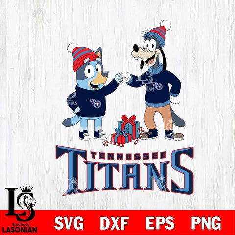 Tennessee Titans Bluey With Goofy Christmas Cricut,Christmas SVG DXF EPS PNG FILE, Digital Download,Instant Download, Silhouette