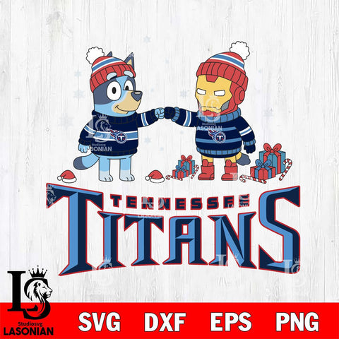 Tennessee Titans Bluey With Iron man Christmas Cricut,Christmas SVG DXF EPS PNG FILE, Digital Download,Instant Download, Silhouette