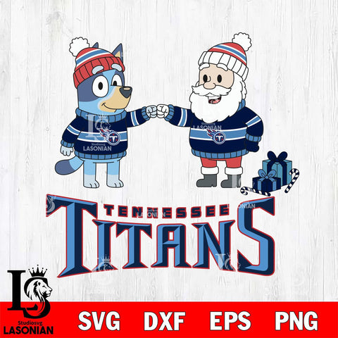 Tennessee Titans Bluey With Satan Christmas Cricut,Christmas SVG DXF EPS PNG FILE, Digital Download,Instant Download, Silhouette