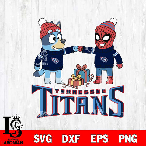 Tennessee Titans Bluey With Spider man Christmas Cricut,Christmas SVG DXF EPS PNG FILE, Digital Download,Instant Download, Silhouette