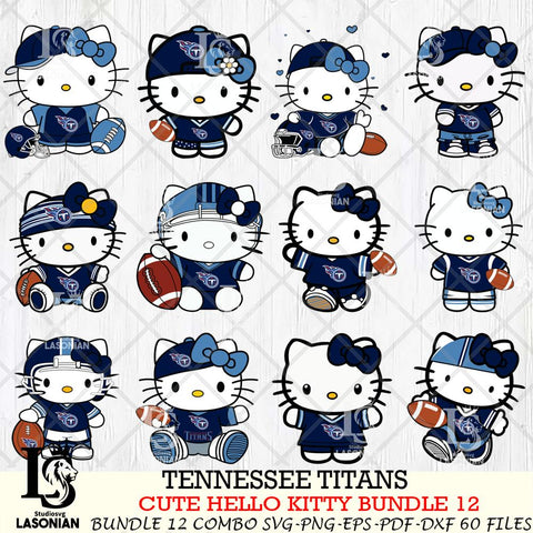 Tennessee Titans Cute Hello Kitty NFL Bundle 12 SVG Svg Eps Dxf Png File, NFL svg, Digital Download, Instant Download