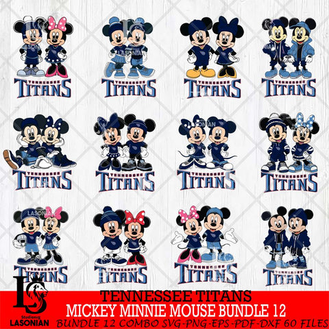 Tennessee Titans Mickey Minnie Mouse NFL Bundle 12 Svg Eps Dxf Png File, Bundle NFl svg , File Cut , Digital Download , Instant Download, Laser Cut Svg Files