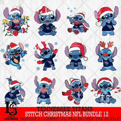Tennessee Titans  Stitch Christmas NFL Bundle 12 Svg Eps Dxf Png File, Digital Download, Instant Download