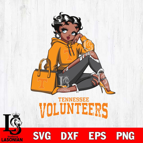 Tennessee Volunteers Awesome Black Fan Girl Betty Boop, Svg Eps Dxf Png File, Digital Download
