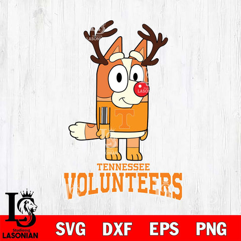 Tennessee Volunteers Bluey Chilli Christmas Deer Svg Eps Dxf Png File, Digital Download