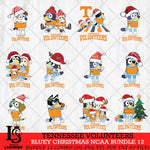 Tennessee Volunteers Bluey Christmas NCAA Bundle 12 Cricut File Cut Files , Bluey Cricut , Christmas Svg , Bluey svg , Digital Download, dxf eps png pdf file