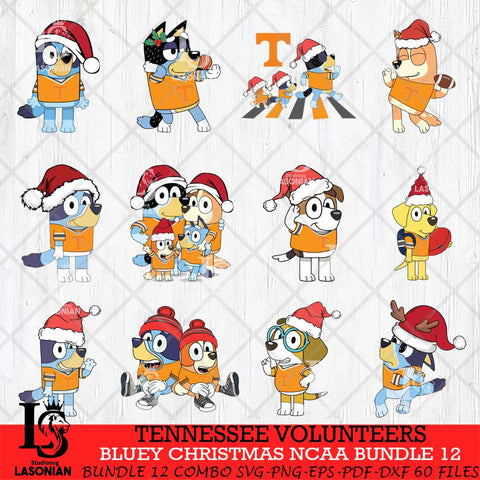 Tennessee Volunteers Bluey Christmas NCAA Bundle 12 SVG Eps Dxf Png File, Digital Download, Instant Download