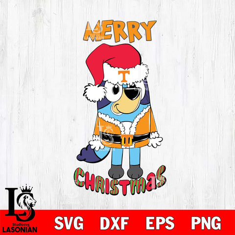 Tennessee Volunteers Bluey Merry Christmas Bluey Santa Claus Svg Eps Dxf Png File, Digital Download
