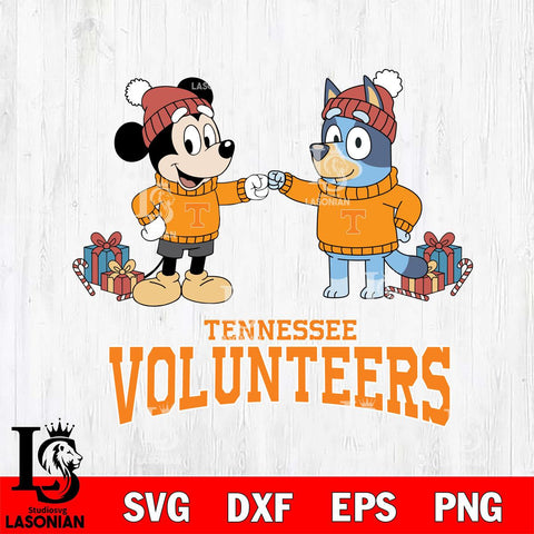 Tennessee Volunteers Bluey With Mickey Christmas File Cut, NCAA SVG DXF EPS PNG FILE, Digital Download,Instant Download, Silhouette