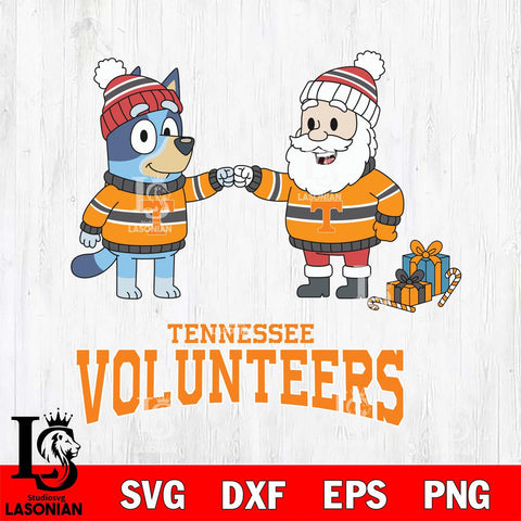 Tennessee Volunteers Bluey With Satan Christmas File Cut, NCAA SVG DXF EPS PNG FILE, Digital Download,Instant Download, Silhouette