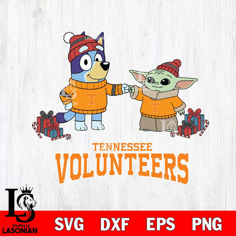 Tennessee Volunteers Bluey With Yoda Christmas File Cut, NCAA SVG DXF EPS PNG FILE, Digital Download,Instant Download, Silhouette