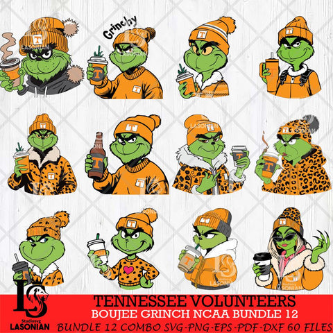 Tennessee Volunteers Boujee Grinch NCAA Bundle 12 SVG Eps Dxf Png File, Digital Download, Instant Download