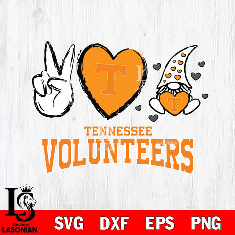 Tennessee Volunteers Gnomes Peace & Love Svg Eps Dxf Png File, Digital Download, Instant Download