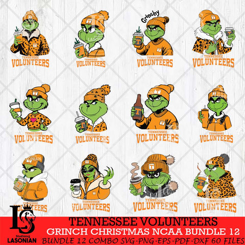 Tennessee Volunteers Grinch Christmas NCAA Bundle 12 Svg Eps Dxf Png File,Cricut files, Digital Download, Instant Download
