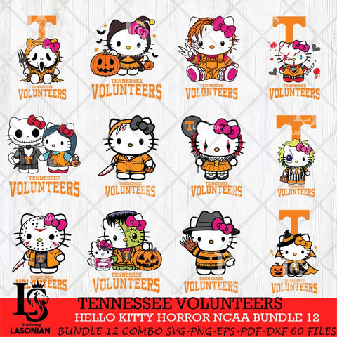 Tennessee Volunteers Hello Kitty Horror NCAA Bundle 12 SVG Svg Eps Dxf Png File, Digital Download