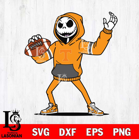 Tennessee Volunteers Jack Skellington Football Christmas File Cut, NCAA SVG DXF EPS PNG FILE, Digital Download , Criucut , Silhouette