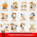 Tennessee Volunteers Peanuts Snoopy Player NCAA Bundle 12 SVG DXF EPS PNG FILE,Snoopy File Cut, bundle NCAA Digital Download,Instant Download, Silhouette