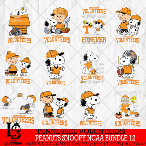Tennessee Volunteers Peanuts Snoopy Player NCAA Bundle 12 SVG DXF EPS PNG FILE,Snoopy File Cut, bundle NCAA Digital Download,Instant Download, Silhouette