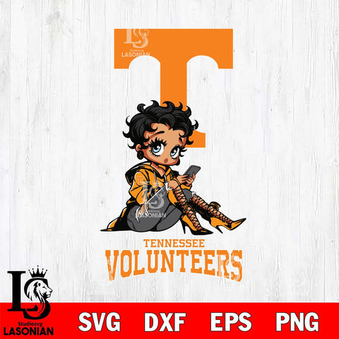 Tennessee Volunteers Style Black Fan Girl Betty Boop, Svg Eps Dxf Png File, Digital Download