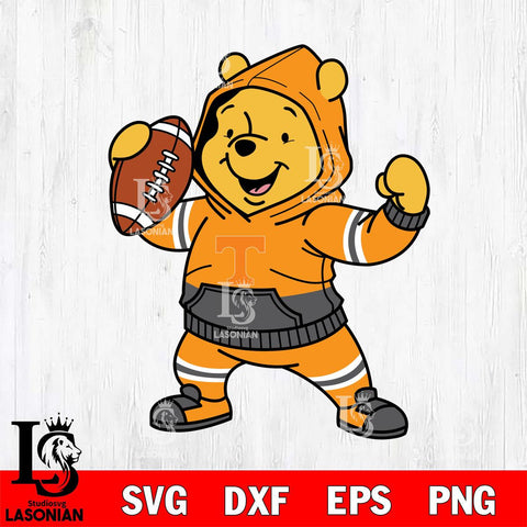 Tennessee Volunteers Winnie The Pooh Disney Football Christmas File Cut, NCAA SVG DXF EPS PNG FILE, Digital Download , Criucut , Silhouette