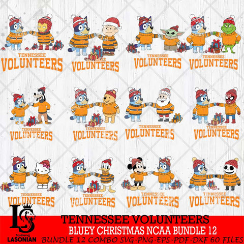 Tennessee Volunteers  Bluey friends christmas NCAA Bundle File Cut,Bundle NCAA SVG DXF EPS PNG FILE, Digital Download,Instant Download, Silhouette