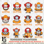 Tennessee Volunteers  Pennywise Horror NCAA Bundle 12 SVG Svg Eps Dxf Png File, Digital Download