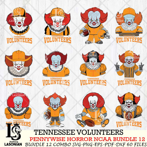 Tennessee Volunteers  Pennywise Horror NCAA Bundle 12 SVG Svg Eps Dxf Png File, Digital Download
