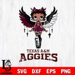 Texas A&M Aggies Anglel Black Fan Girl Betty Boop, Svg Eps Dxf Png File, Digital Download