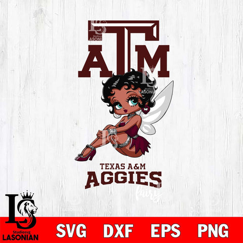 Texas A&M Aggies Beauty Black Fairy Betty Boop, Svg Eps Dxf Png File, Digital Download