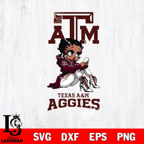 Texas A&M Aggies Beauty Black Fan Girl Football, Svg Eps Dxf Png File, Digital Download