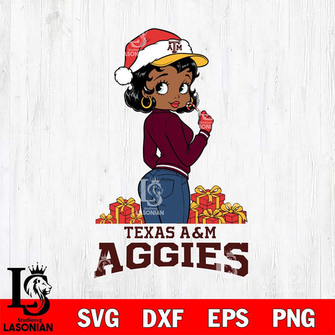 Texas A&M Aggies Betty Boop Back File Cut, NCAA SVG DXF EPS PNG PDF File, Digital Download , Criucut , Silhouette