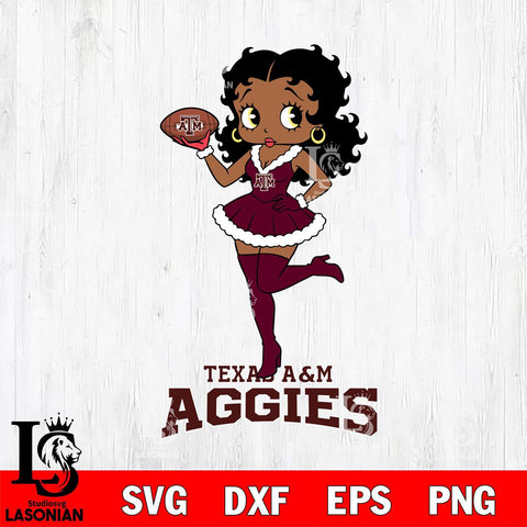 Texas A&M Aggies Betty Boop Christmas Rugby File Cut, NCAA SVG DXF EPS PNG PDF File, Digital Download , Criucut , Silhouette