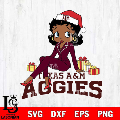 Texas A&M Aggies Betty Boop Christmas fan File Cut, NCAA SVG DXF EPS PNG PDF File, Digital Download , Criucut , Silhouette